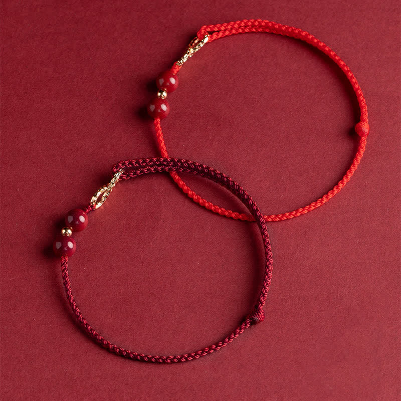 Buddha Stones Cinnabar Blessing Red String Golden Infinity Symbol Bracelet Anklet