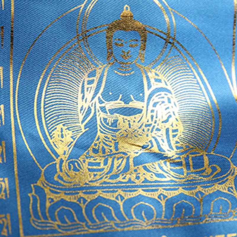 Buddha Stones Tibetan 5 Colors Windhorse Buddha Scriptures Auspicious Outdoor Prayer Flag