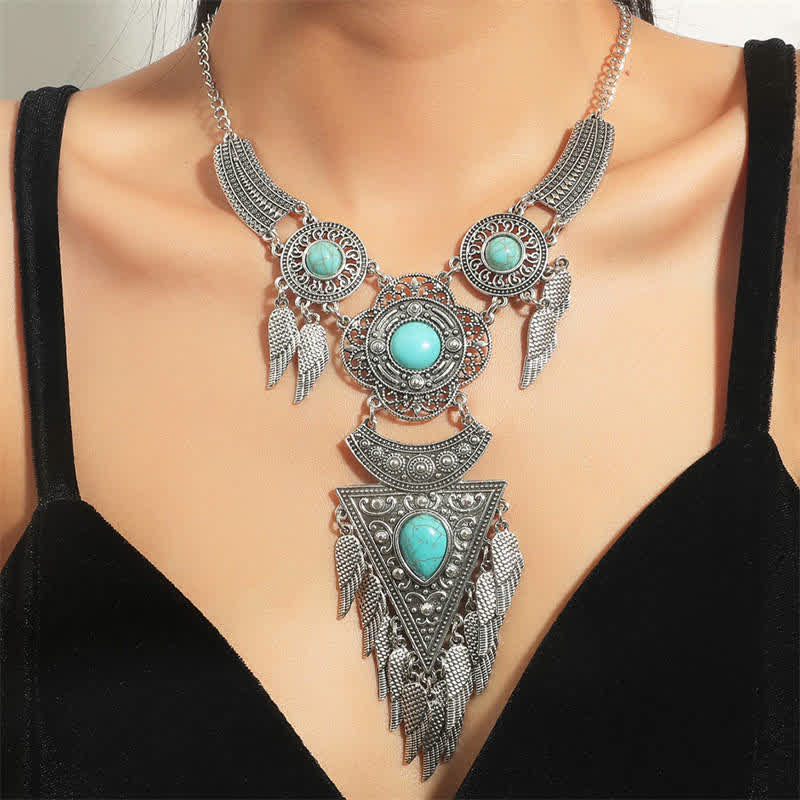 Tibetan Turquoise Copper Wisdom Balance Necklace Pendant (Extra 30% Off | USE CODE: FS30)