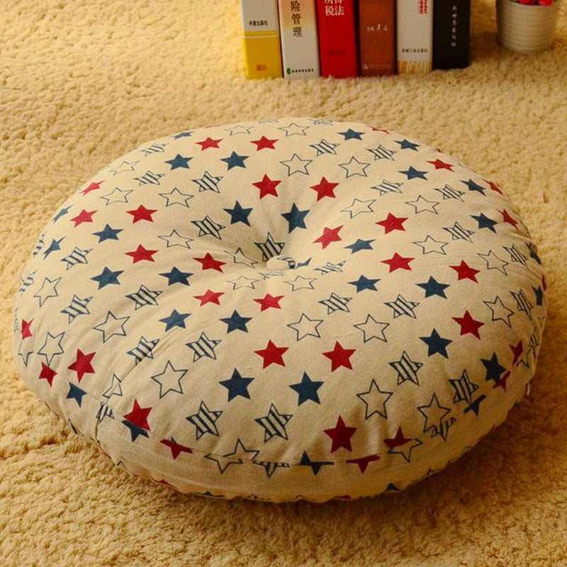 Buddha Stones Lotus Simple Pattern Linen Meditation Seat Cushion Home Living Room Decoration