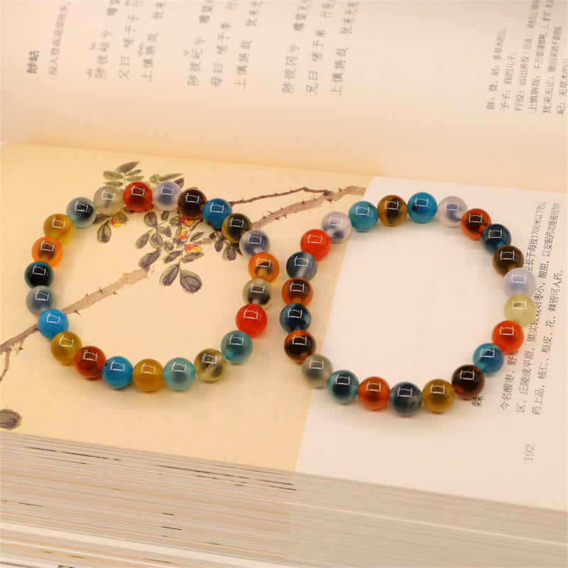 Buddha Stones Colorful Candy Agate Healing Strength Bead Bracelet
