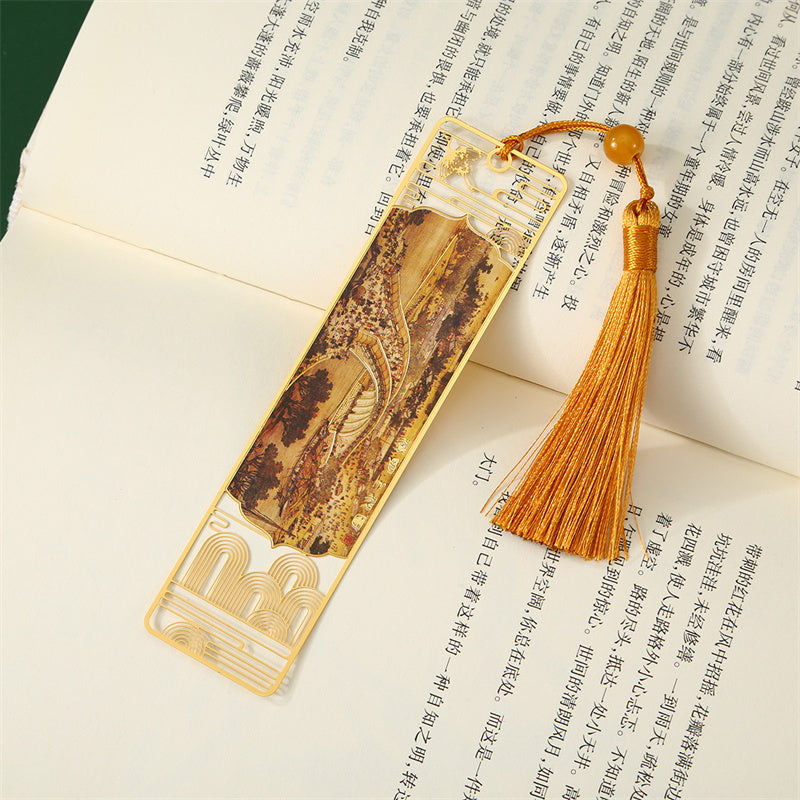 Buddha Stones A Panorama of Rivers and Mountains Metal Hollow Bookmarks Tassel With Gift Box (Extra 30% Off | USE CODE: FS30)