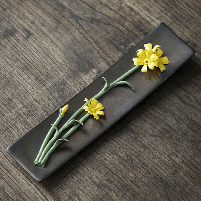 Buddha Stones Lotus Peony Rose Flower Ceramic Spiritual Incense Burner