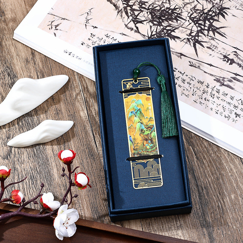 Buddha Stones A Panorama of Rivers and Mountains Metal Hollow Bookmarks Tassel With Gift Box (Extra 30% Off | USE CODE: FS30)