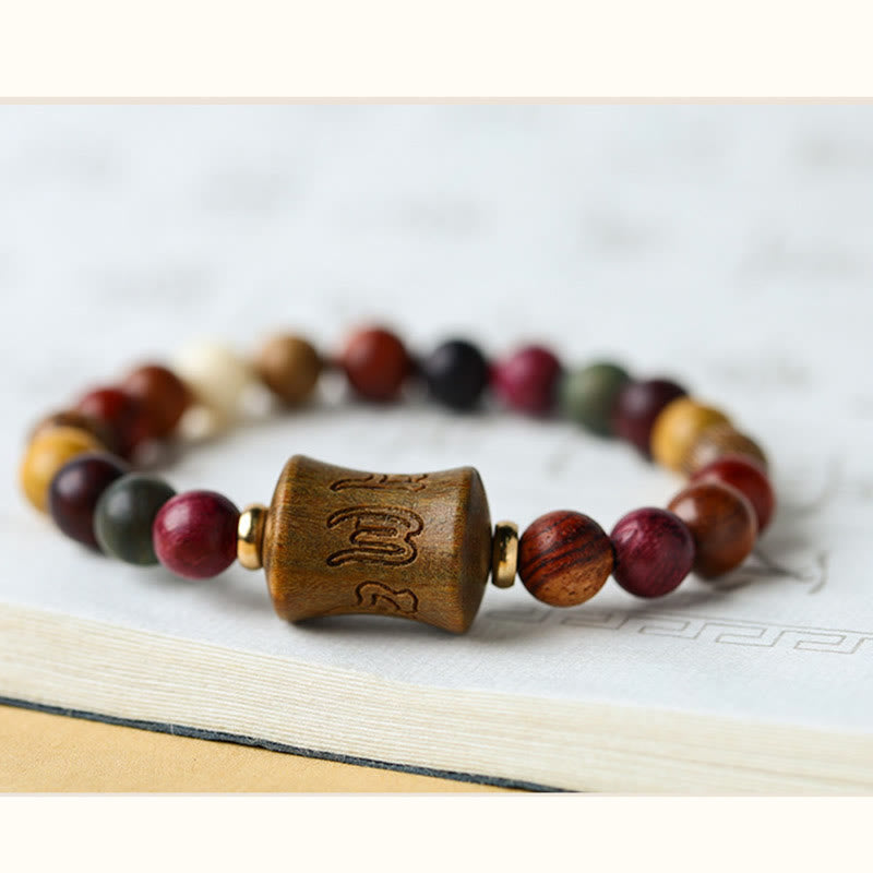 Buddha Stones Tibet Multicolored Sandalwood Om Mani Padme Hum Protection Bracelet