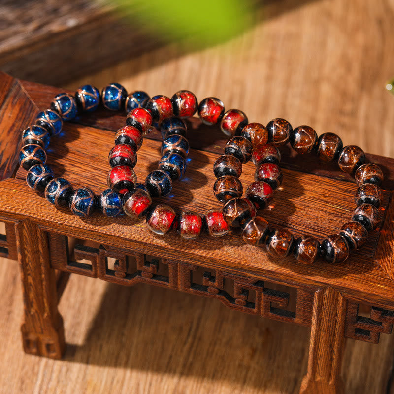 Buddha Stones Tibetan Classic Liuli Glass Bead Luck Wealth Bracelet (Extra 30% Off | USE CODE: FS30)
