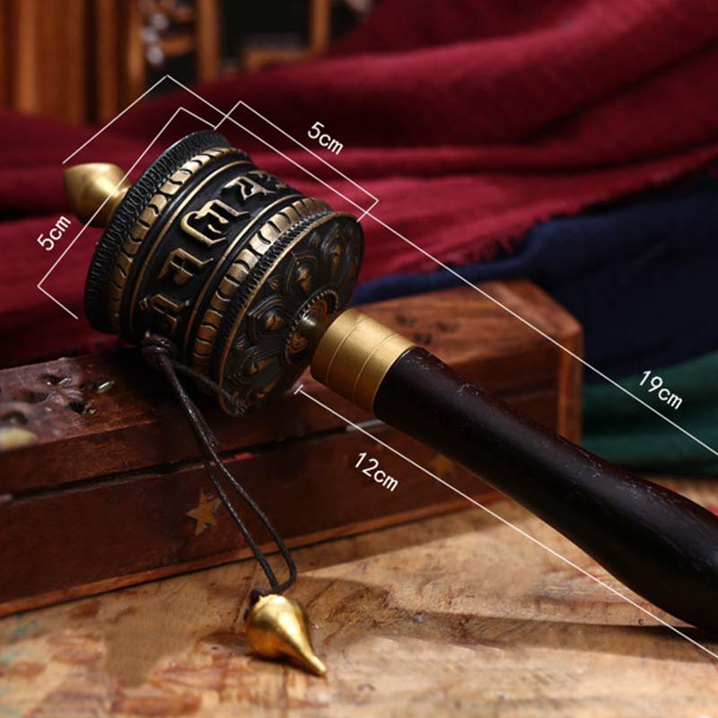 Buddha Stones Tibetan Prayer Wheel Six True Words Copper Meditation Decoration