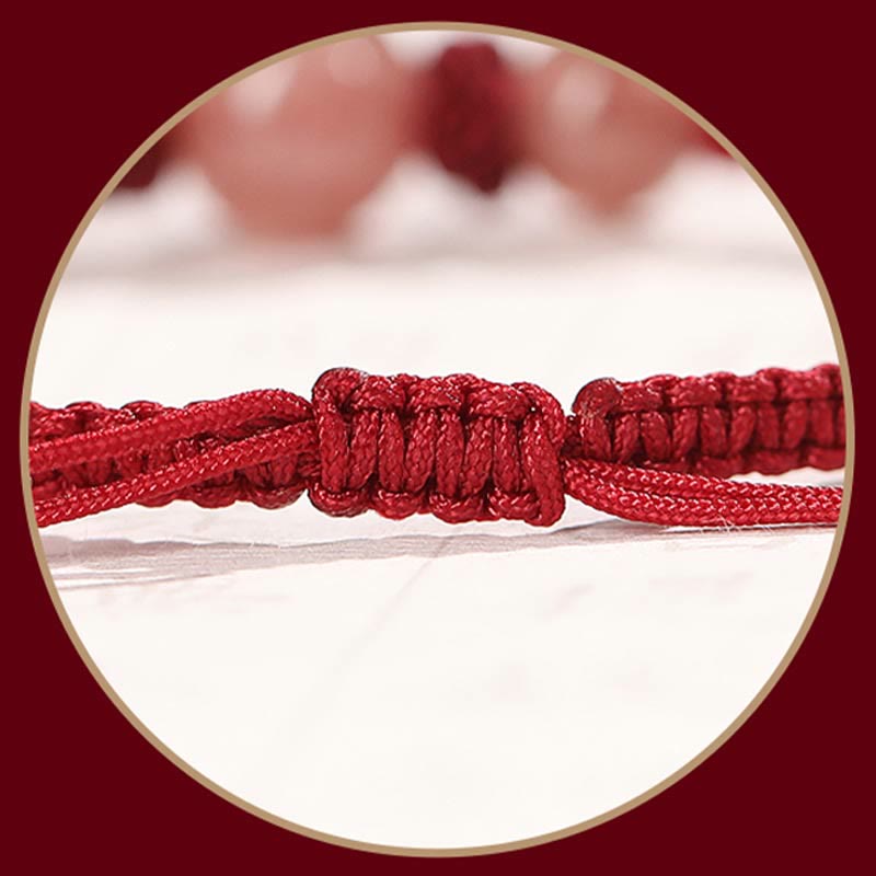 Buddha Stones Natural Strawberry Quartz Crystal Love Red String Weave Bracelet Anklet (Extra 30% Off | USE CODE: FS30)