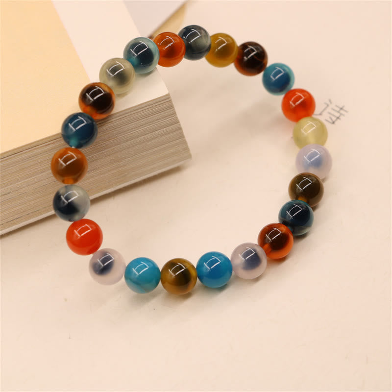 Buddha Stones Colorful Candy Agate Healing Strength Bead Bracelet