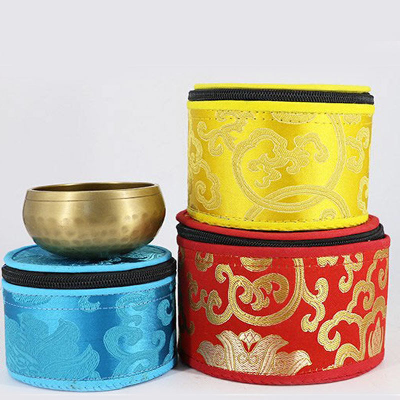 Buddha Stones Tibetan Singing Bowl Storage Bag with Zipper Closure Decoration