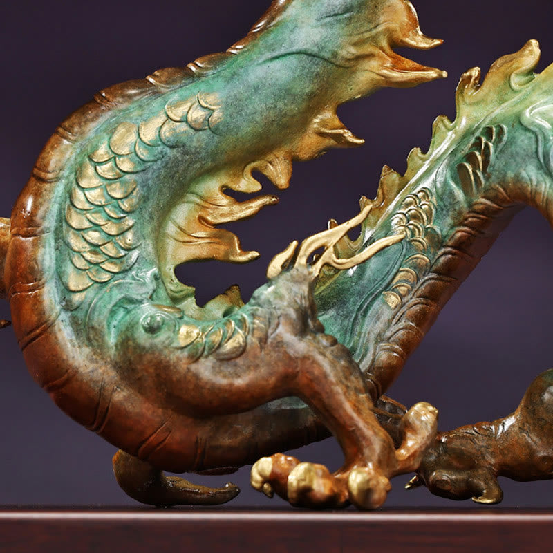 Buddha Stones Year Of The Dragon Auspicious Dragon Brass Copper Luck Success Office Decoration
