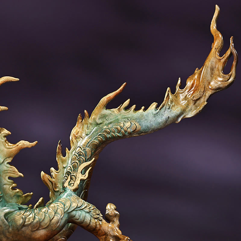 Buddha Stones Year Of The Dragon Auspicious Dragon Brass Copper Luck Success Office Decoration