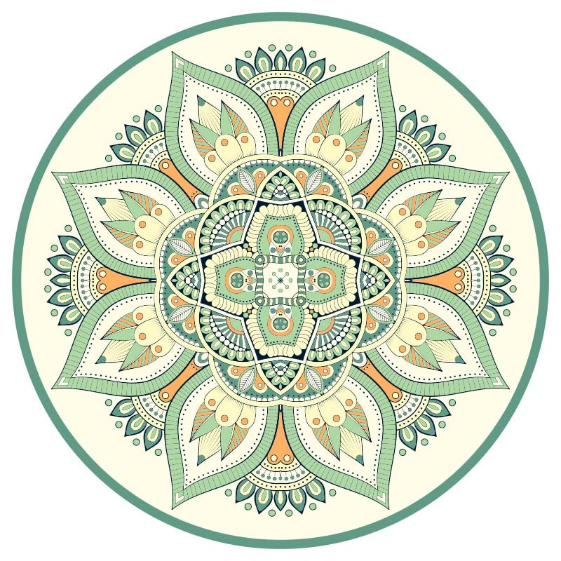 Buddha Stones Tibetan Lotus Mandala Enlightenment Foldable Natural Rubber Yoga Mat Decoration