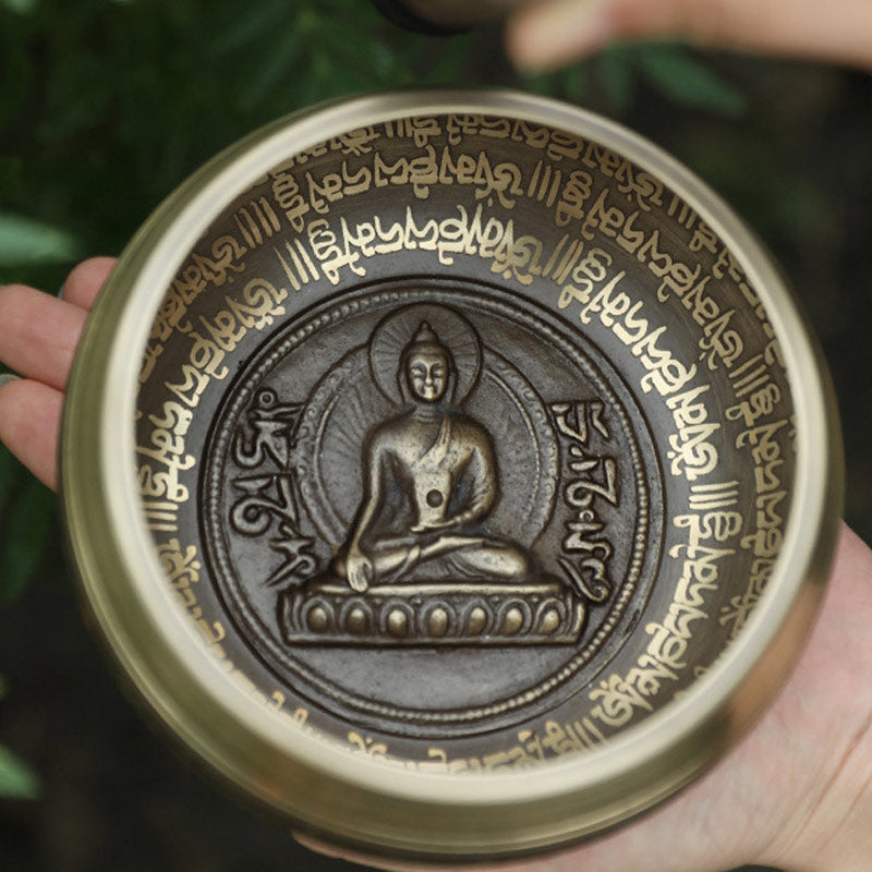 Buddha Stones Tibetan Sound Bowl Handcrafted for Focus and Meditation Peaceful Happiness Singing Bowl Set