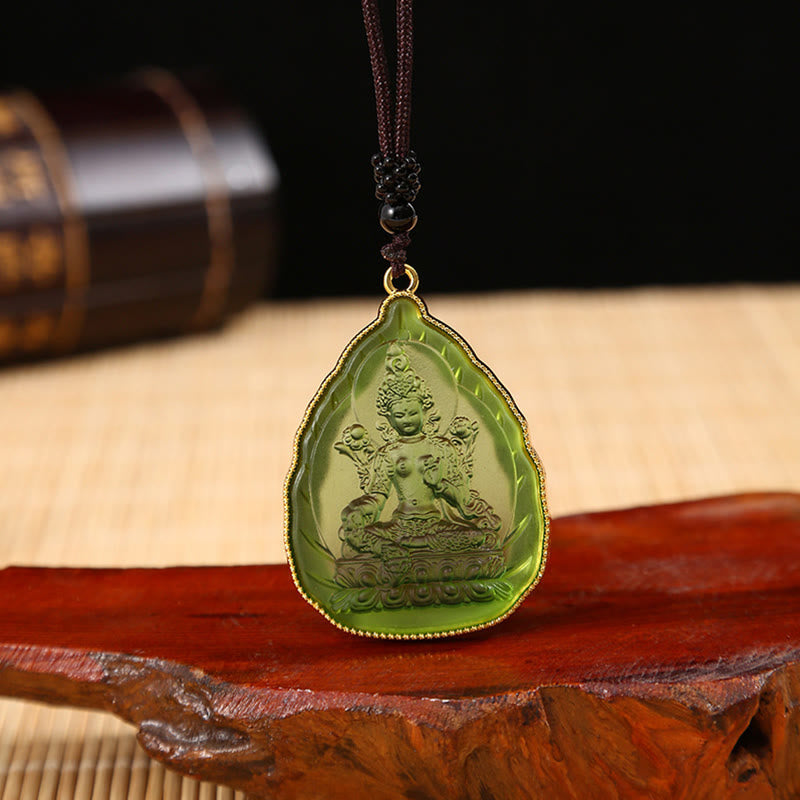 Buddha Stones Tibetan Buddha Liuli Crystal Serenity Necklace Pendant