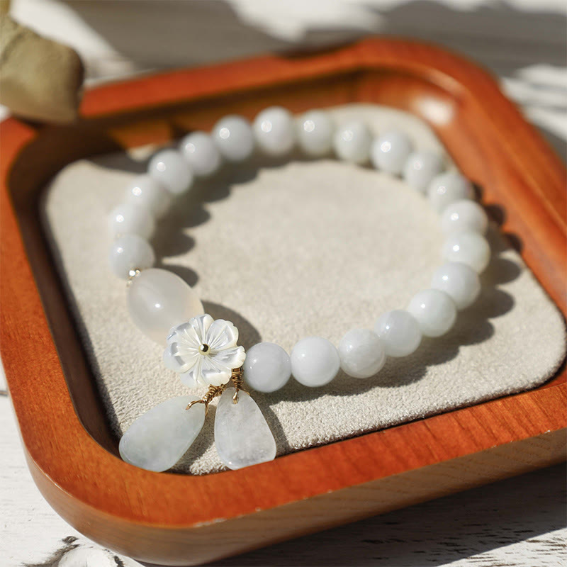 Buddha Stones "Hoping for Purity and Peace"Natural White Jade Bracelet Includes Gift Message Card