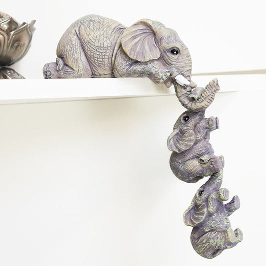 Buddha Stones 3pcs Feng Shui Elephant Sitter Figurines Wealth Figurine Home Decoration