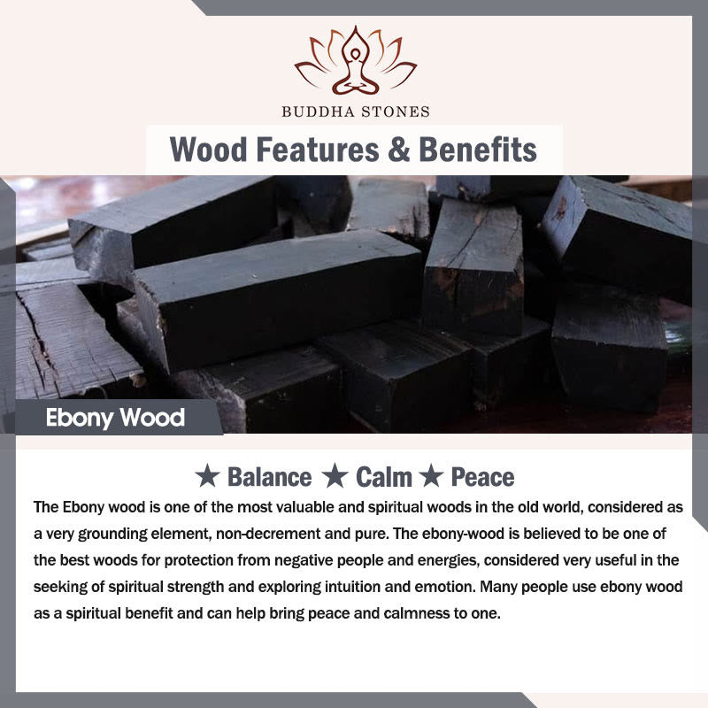 Buddha Stones Ebony Wood Copper Peace Balance Couple Bracelet