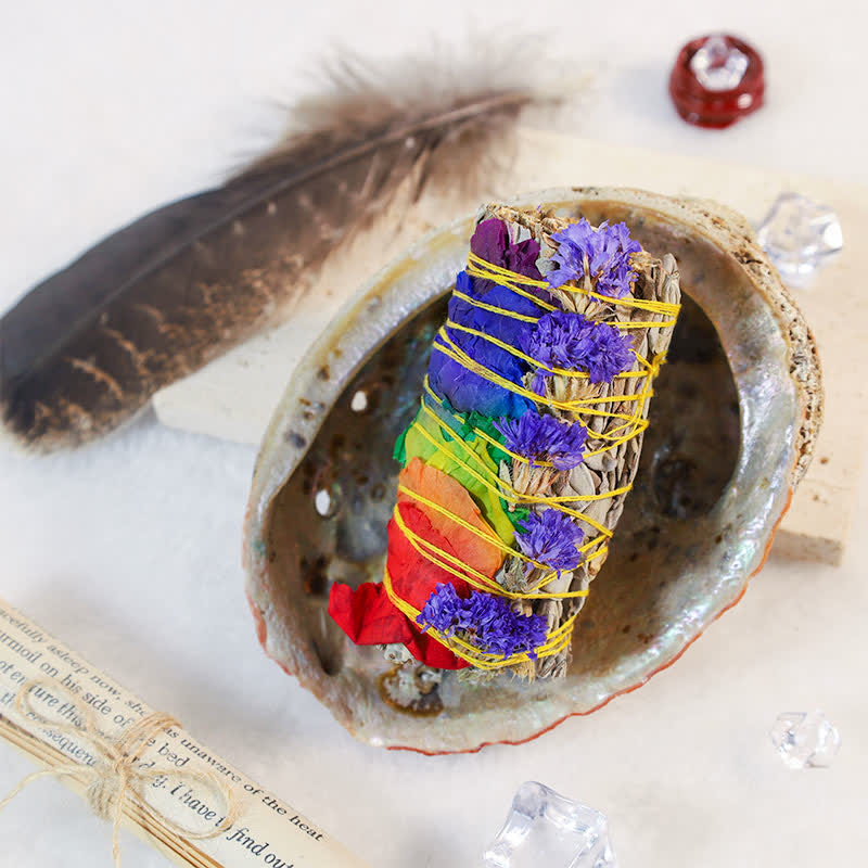 Buddha Stones Colorful Daisy Red Rose Flowers Smudge Stick for Home Cleansing Incense Healing Meditation Smudge Sticks Rituals Set