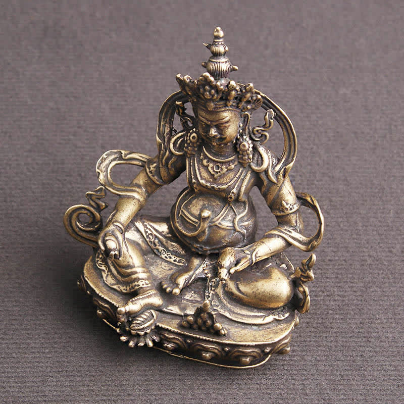 Buddha Stones Yellow Jambhala Bodhisattva Figurine Serenity Copper Statue Decoration
