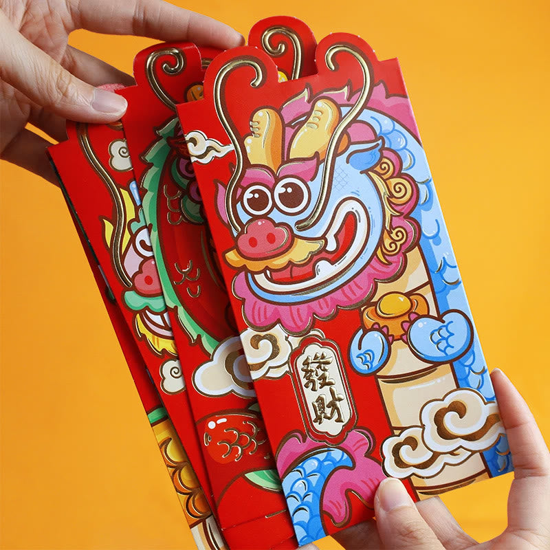 Buddha Stones 6Pcs Chinese Red Envelope Year of the Dragon Lucky Money Envelopes Auspicious Dragon Design 2024 Chinese New Year Dragon Year Envelope