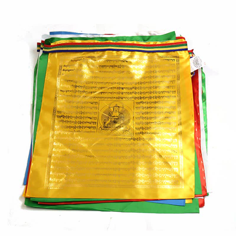 Buddha Stones Tibetan 5 Colors Windhorse Buddha Scriptures Auspicious Outdoor Prayer Flag