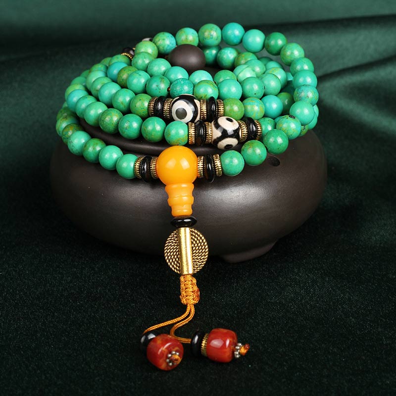 Buddha Stones Tibetan Turquoise Mala Balance Necklace Bracelet