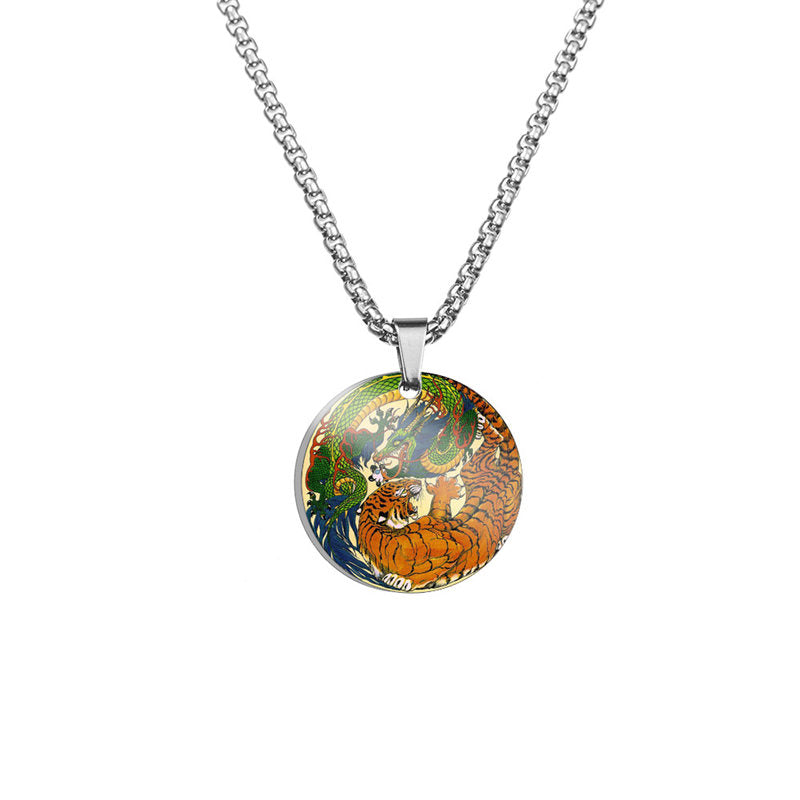 Yin Yang Koi Fish Dragon Titanium Steel Harmony Necklace Pendant (Extra 40% Off | USE CODE: FS40)