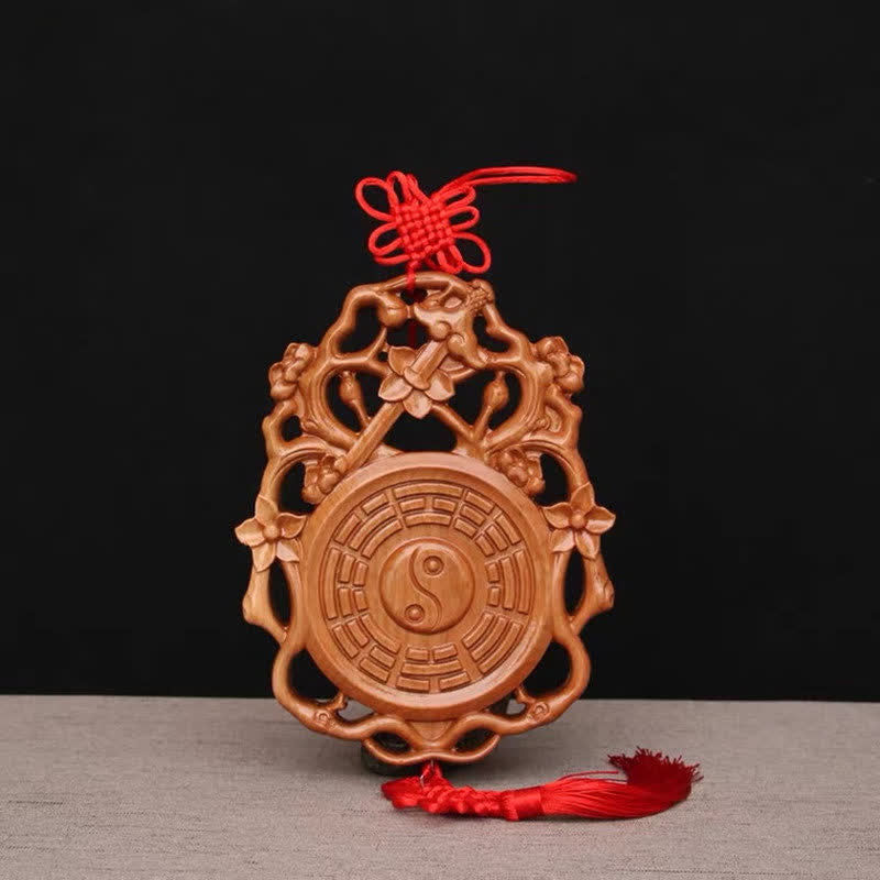 Buddha Stones Feng Shui Bagua Map Peach Wood Chinese Knotting Balance Energy Map