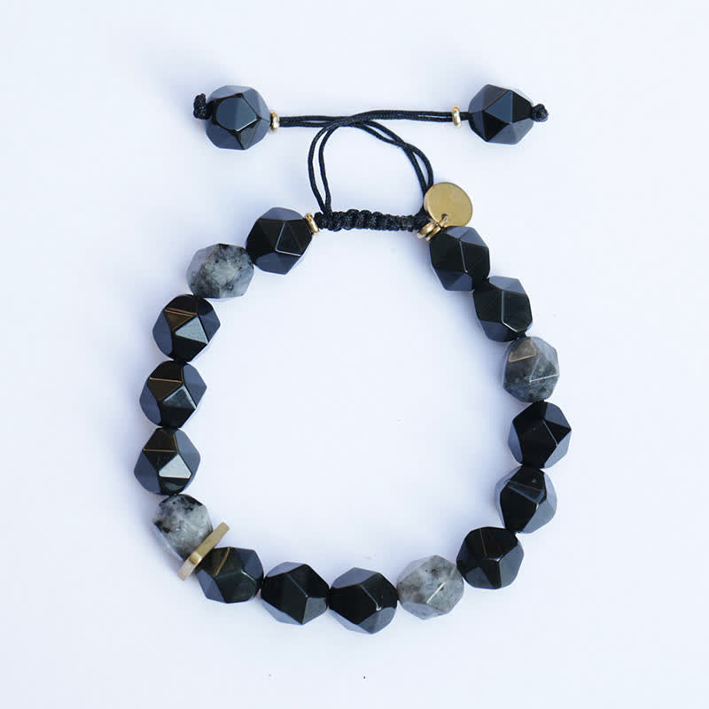 Buddha Stones Black Obsidian Black Glitter Stone Purification Bracelet
