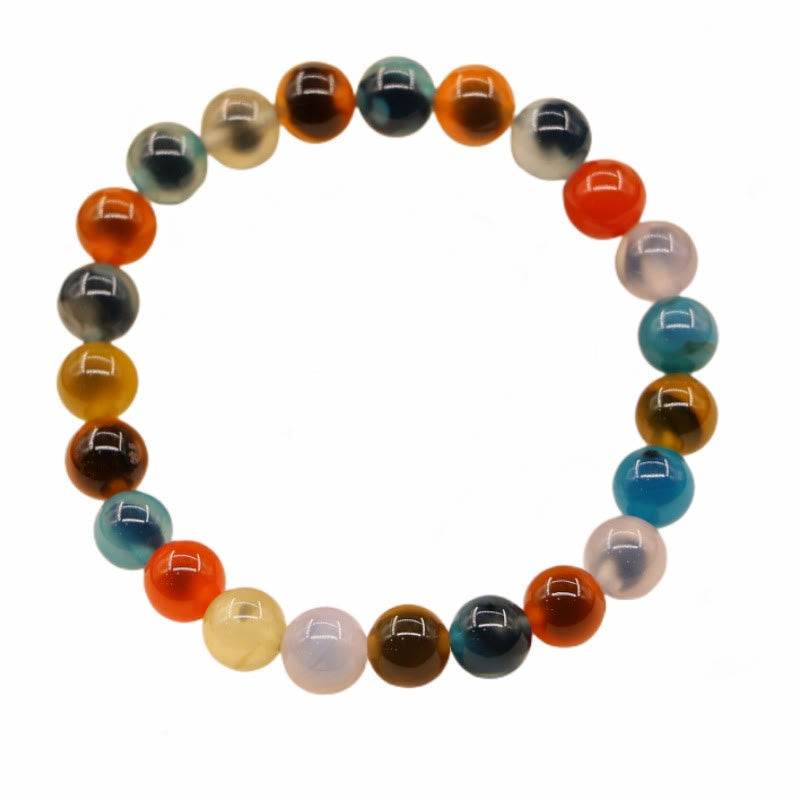 Buddha Stones Colorful Candy Agate Healing Strength Bead Bracelet