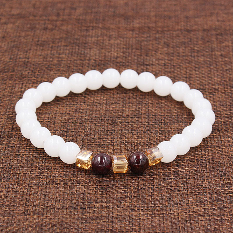 Buddha Stones Natural White Jade Protection Bracelet