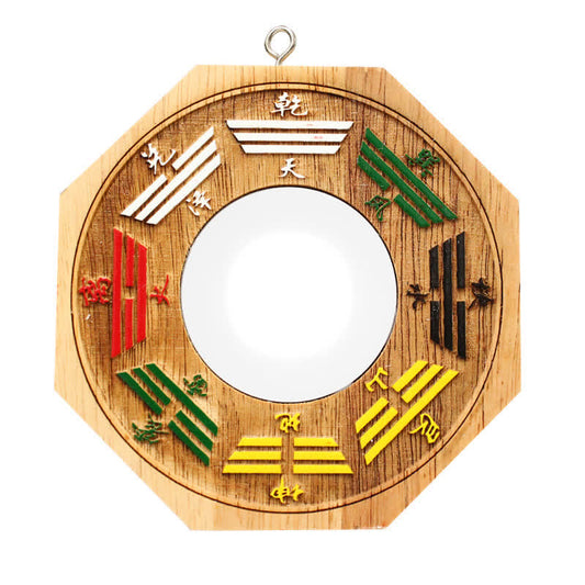 Buddha Stones Feng Shui Bagua Map Peach Wood Balance Energy Map Mirror