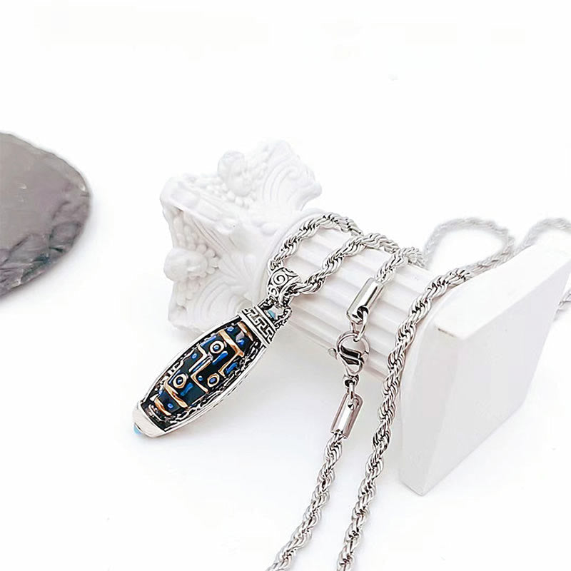 FREE Today: Peace & Purity Tibetan Om Mani Padme Hum Nine-Eye Dzi Bead Pattern Rotatable Necklace Pendant
