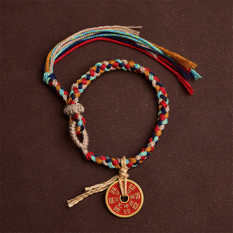Buddha Stones Handmade Bagua Harmony Multicolored Rope Bracelet