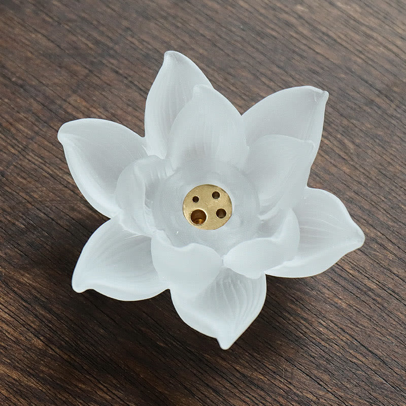 Buddha Stones Mini Lotus Liuli Crystal Healing Meditation Stick Incense Burner