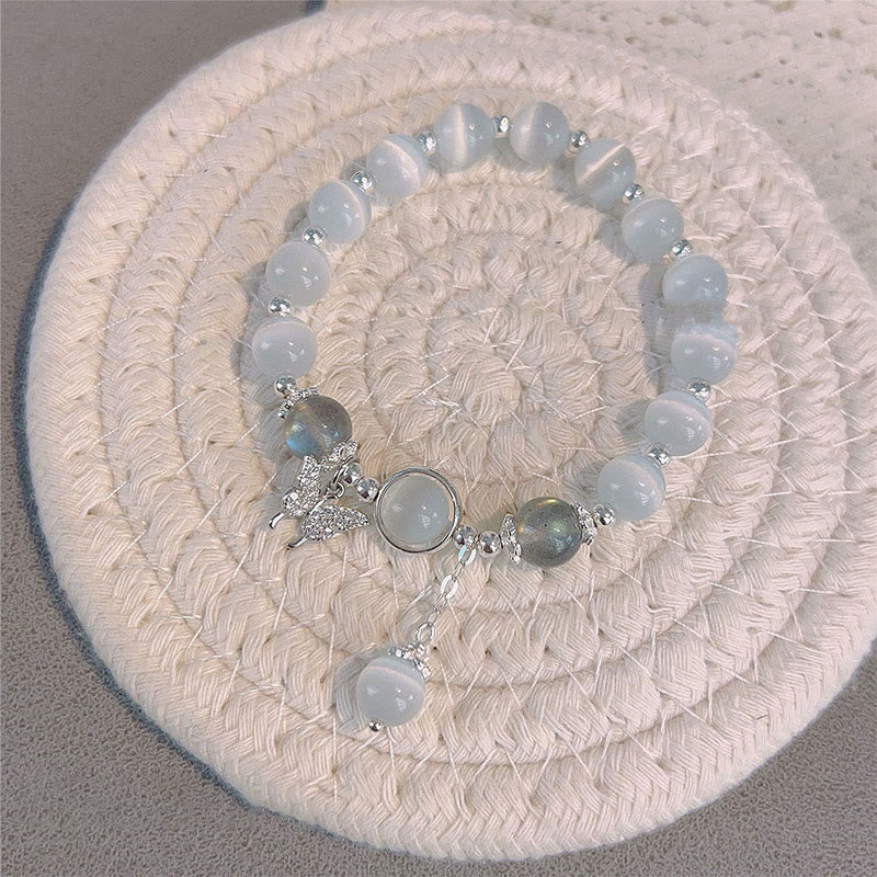 Buddha Stones "Sending Luck and Inner Peace" Cat's Eye Butterfly Bracelet Includes Gift Message Card