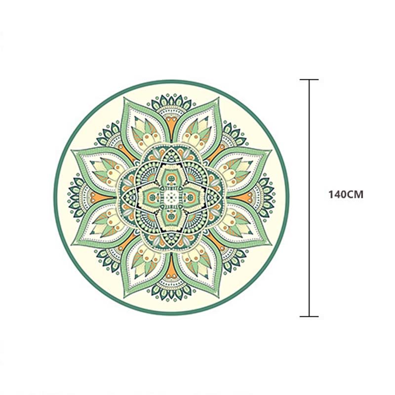 Buddha Stones Tibetan Lotus Mandala Enlightenment Foldable Natural Rubber Yoga Mat Decoration