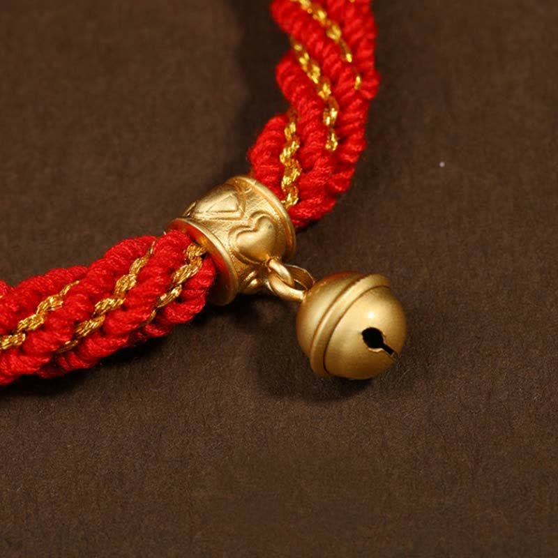 Buddha Stones Tibetan Handmade Luck Protection Thangka Prayer Wheel Bell Charm Braid String Bracelet