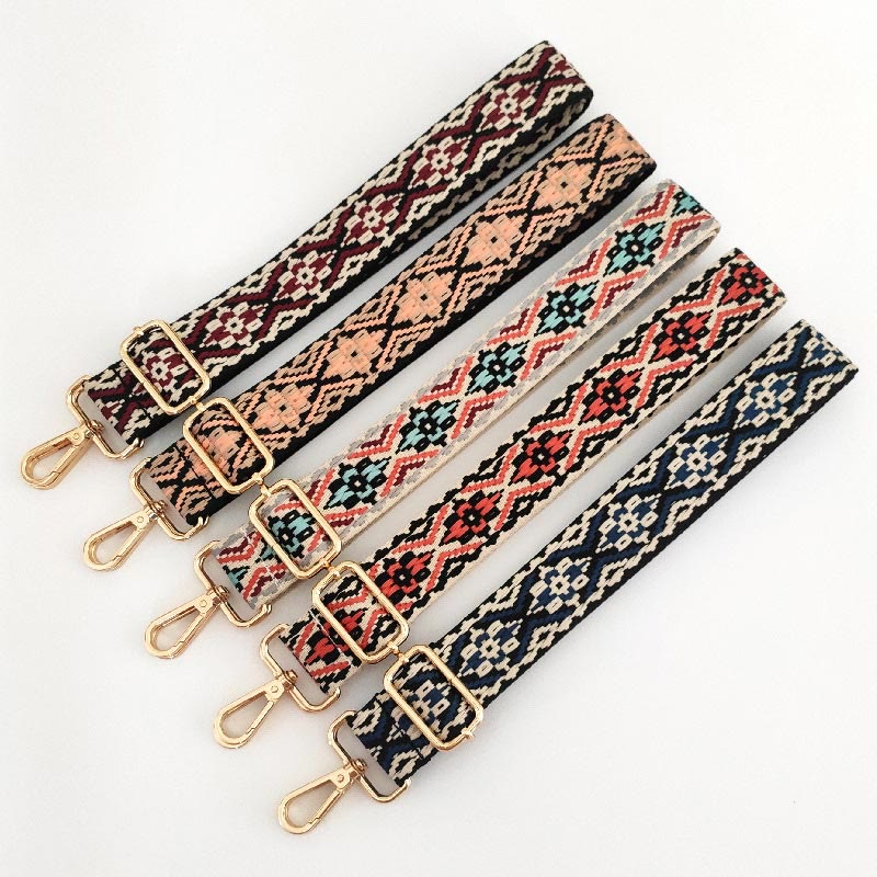 Buddha Stones Multicolor Embroidered Shoulder Bag Straps