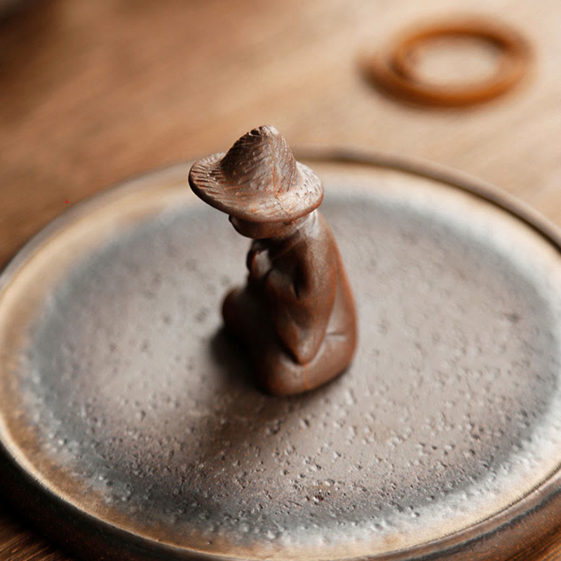 Buddha Stones Small Person Meditation Ceramic Spiritual Healing Incense Burner
