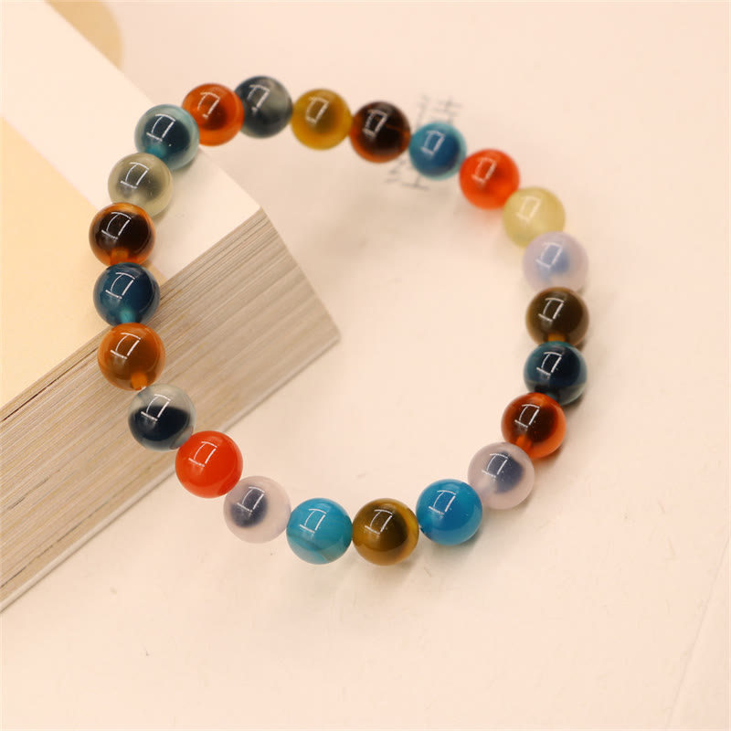 Buddha Stones Colorful Candy Agate Healing Strength Bead Bracelet