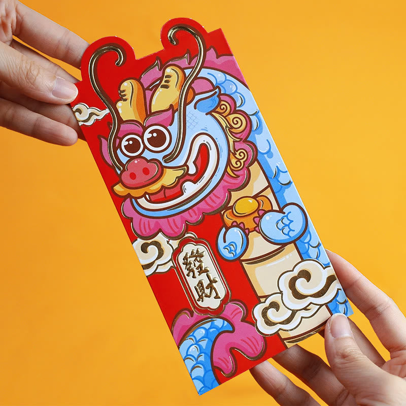 Buddha Stones 6Pcs Chinese Red Envelope Year of the Dragon Lucky Money Envelopes Auspicious Dragon Design 2024 Chinese New Year Dragon Year Envelope