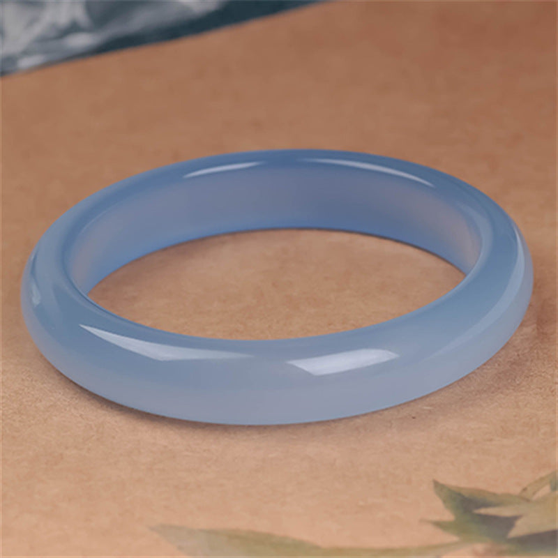 Buddha Stones Blue Chalcedony Emotional Balance Bracelet Bangle