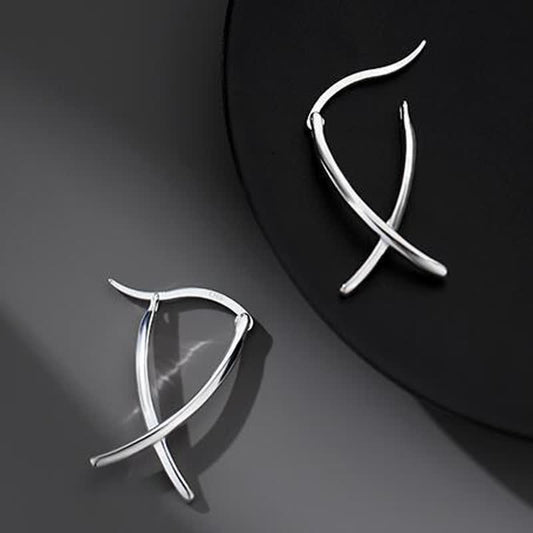 Buddha Stones Geometric Cross Design Luck Hoop Earrings