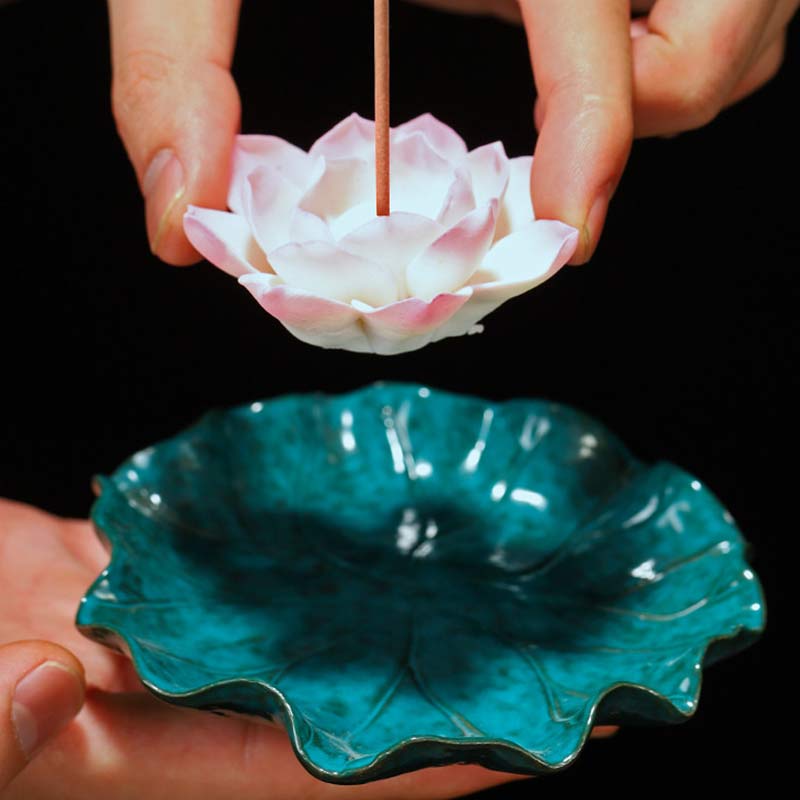 Buddha Stones Tibetan Lotus Blessing Incense Burner Decoration