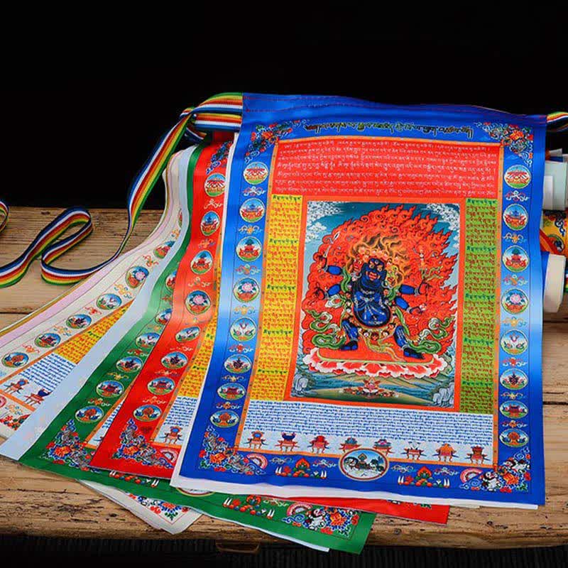 Buddha Stones Tibetan 10 Colors Windhorse Buddha Healing Auspicious Outdoor Prayer Flag