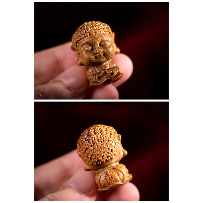 Buddha Stones Chinese Zodiac Natal Buddha Green Sandalwood Lotus Engraved Positive Home Decoration