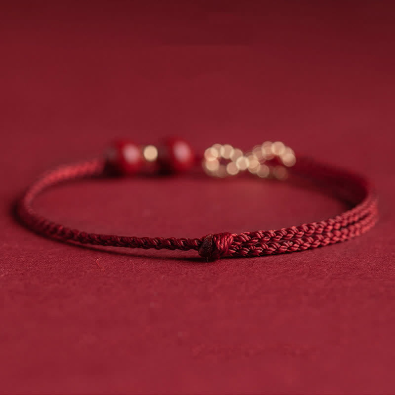 Buddha Stones Cinnabar Blessing Red String Golden Infinity Symbol Bracelet Anklet