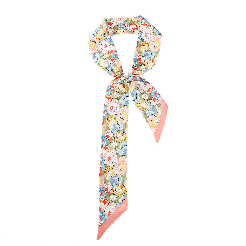 Buddha Stones Dunhuang Frescoes Mountains Sunset Floral Pattern 100% Mulberry Twilly Silk Neck Hair Scarf
